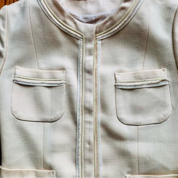 Rachel Purple Label Lady’s Jacket Cream Pockets Collarless Women’s Size S - Picture 8 of 10